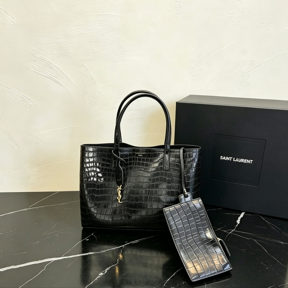 YSL Shopping Large Leather Tote Bag